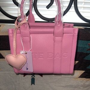 Pink Leather Mini Tote Bag